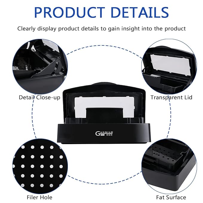Gusnilo nail art tools sterilizer box for nail tools, tweezers, hair salon, spa and trimmer manicure equipment (1 piece, black)