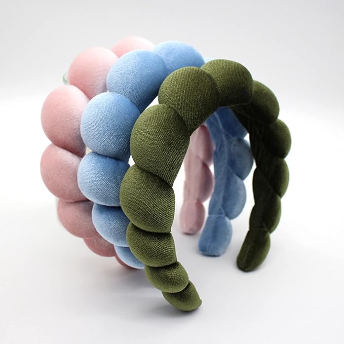 Headbands for Women, Cute Padded Fabric Hair Bands Wide Velvet Non Slip Headband Hair Accessories for Women Girls, Pink