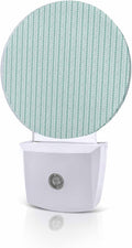 Night Lights Auto Sensor Teal Green Pinstripes Night Light Woven Denim Striped Round Lamp Plug-in LED Nightlights Dusk to Dawn for Living Room Bedroom Bathroom Hallway Wall Decor