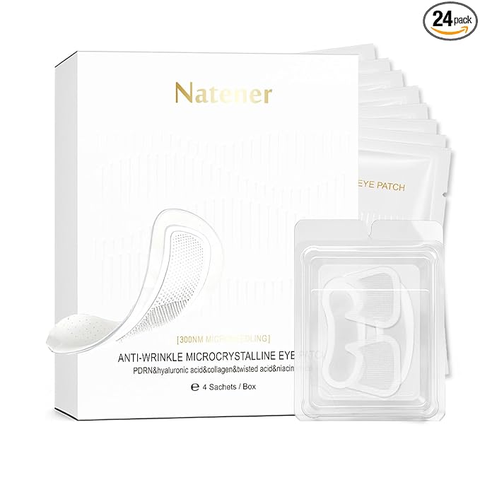 PDRN 4 Pairs Micro Eye Patches & Crows Feet Wrinkle Patches & Smile Lines Wrinkle Patches, Under Eye Patches for Puffy eye, Dark Circle - Hyaluronic, Kojic, Collagen, Peptide, VC