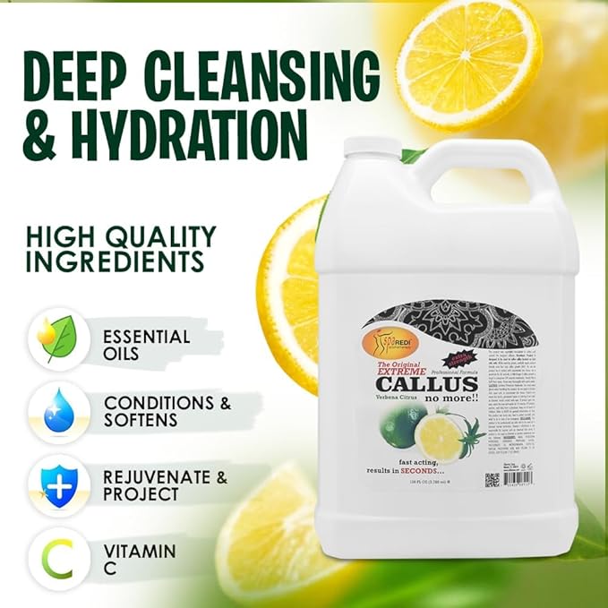 SPA REDI Professional Callus Remover, High-Performance Pedicure Treatment for Salons & Spas – Professional Strength, Unlimited Supply for Superior Callus Removal, Lemon & Lime, 128 Oz
