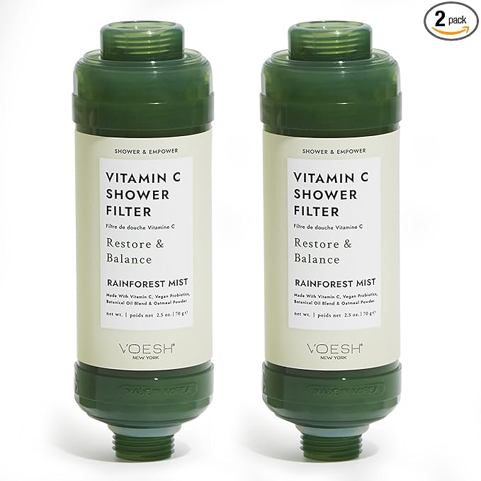 VOESH Vitamin C Shower Filter, Rainforest Mist, Shower Aromatherapy, Water Purifier, Water Softener, Vegan Probiotics, Spa Shower Head, Water Filter, Shower Self-Care