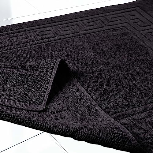 Superior Heavyweight Cotton Bath Mats, Bath Rugs For Bathroom Accessories, Washable Rug For Shower, Bath, Toilet, Modern Decor, No Backing, Luxury Hotel And Spa Quality, Set of 2, 22" x 35", Black - Image 5