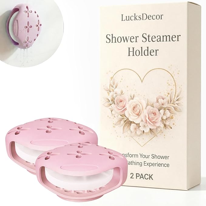 Shower Steamer Tray & Holder with Suction Cup – Non-Slip Silicone Molds for Aromatherapy Shower Steamers (2, Pink)