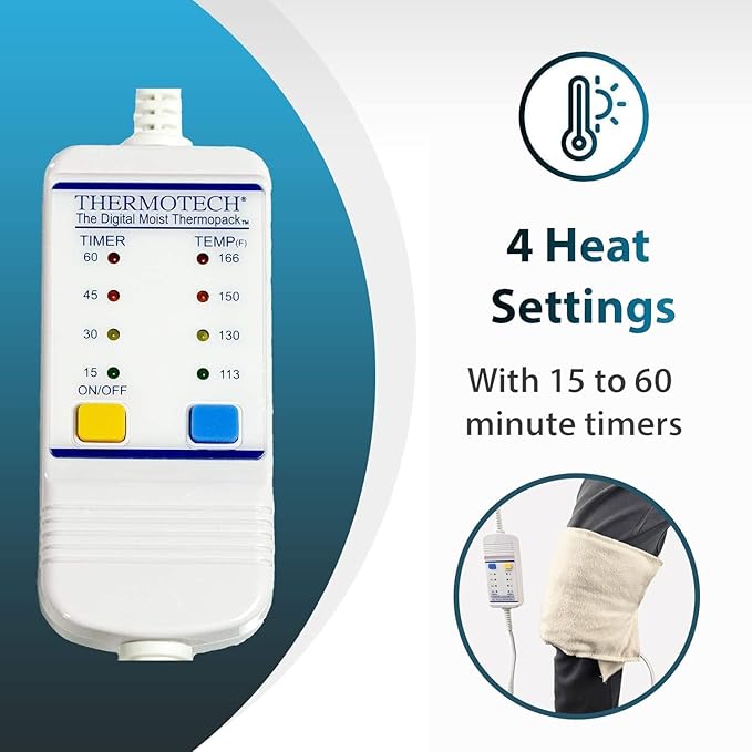 Professional Grade Heating Pad with Automatic Moist Heat by Thermotech, High-Heat Heating pad for Deep Penetrating Heat - 2nd Gen Version (Medium Digital - 18" by 14")