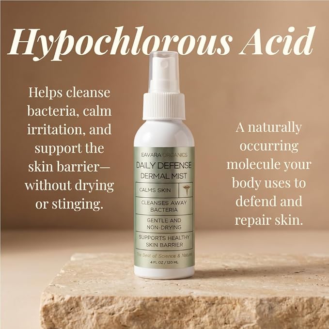 Hypochlorous Acid Facial Spray – Hydrating Face & Body Mist for Sensitive Skin, Post Workout, Travel Spray & Daily Skin Barrier Support, Gentle Non-Drying Formula 4 oz