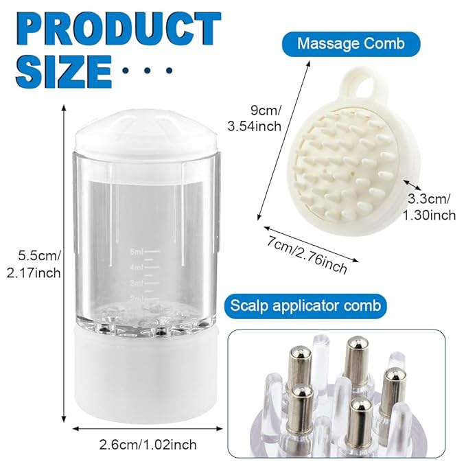 4pcs Scalp Applicator Comb Set with Scalp Applicator Comb, Hair Comb and Hair Oil Applicator Bottle Brush for Scalp Massager and Hair Growth Care(white)