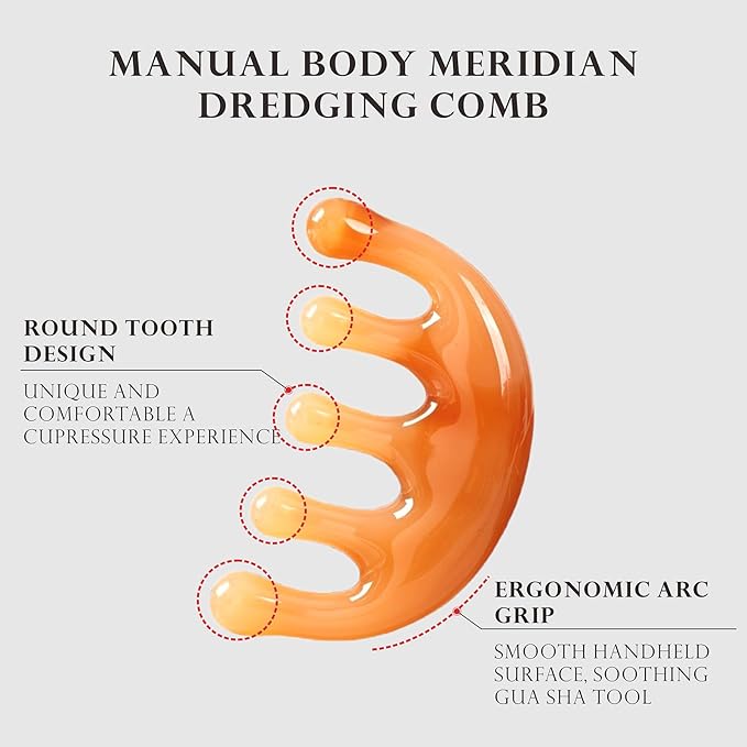 Scalp Massager for Hair Growth Resin Manual Head Scalp Massage Tool Wide Tooth Hair Massage Comb for Stress Relax Portable Handheld Mini Gua Sha Tool Body Face Neck Nose Eyes Legs Acupoint Guasha Comb
