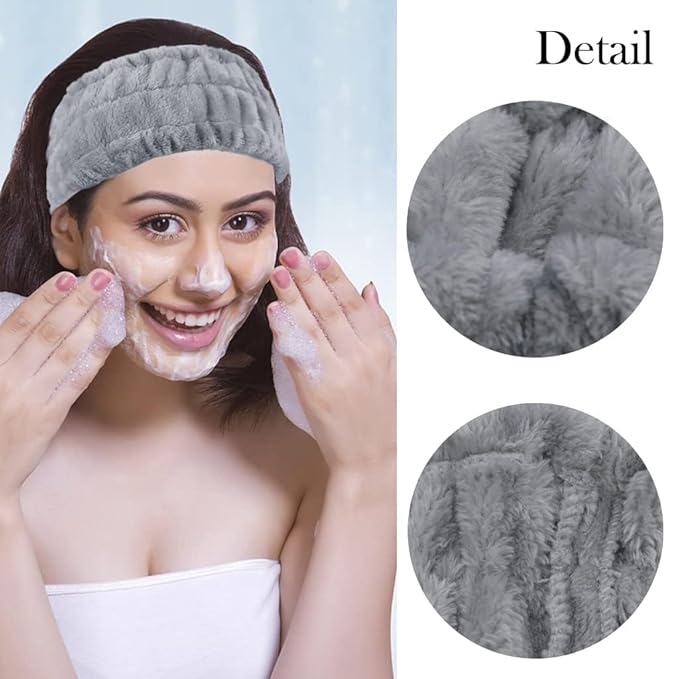 LAPOHI 3 Pack Microfiber Modern Face Washing Headbands for Women and Girls