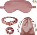 4Pcs Silk Sleep Masks Satin Eye Mask Silky Eyes Cover Blindfold Eyeshade Headband Scrunchies Pouch Bags Bridesmaid Gifts