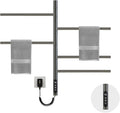 Electric Towel Warmer,5-Bar Rotating Heated Towel Rack,2-3 Minutes to 55°C/131°F,Wall Mounted Towel Warmer with Timer and Multi-Stage Temperature Regulation,Plug-in/Hard-Wired,Grey