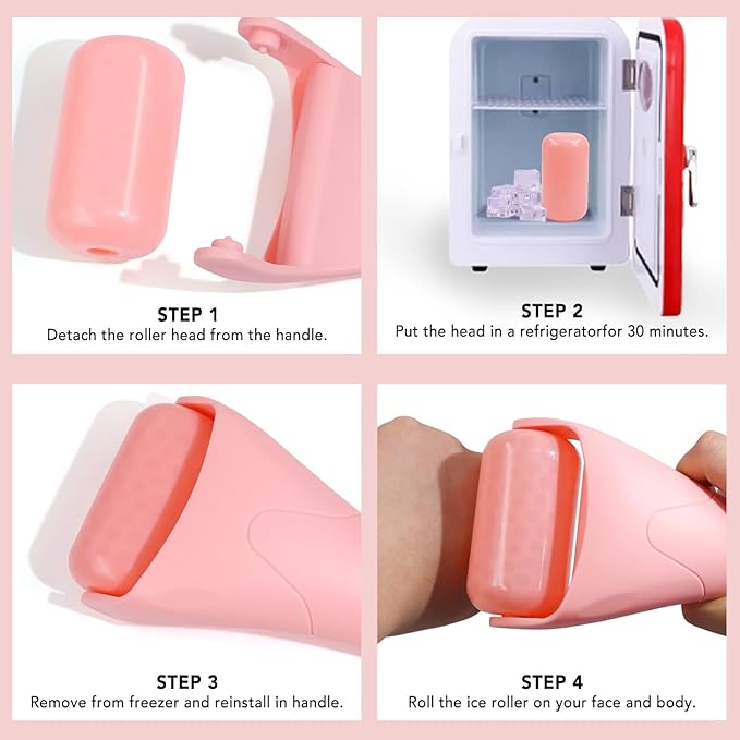 huefull Ice Roller for Face with 2 Rollers and Gua Sha Facial Tools, Face Roller for Self Care, Guasha Tool for Face, Puffiness Relief, Skin Care Gifts for Woman