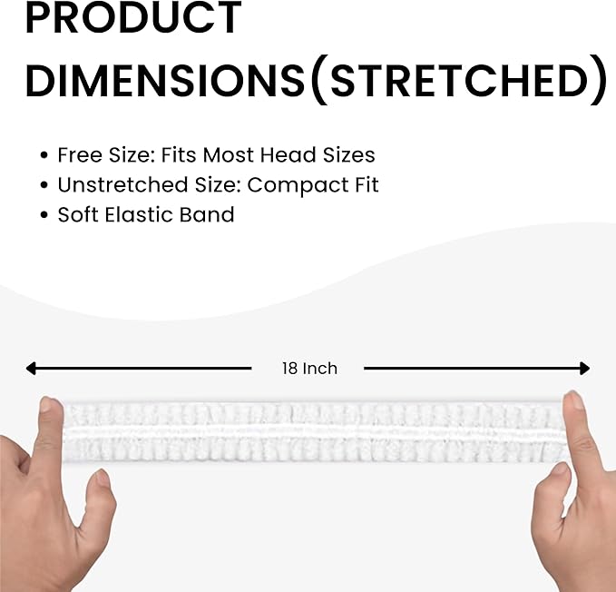 Disposable Bouffant Caps 21 Inch Non Woven Hair Net Elastic Head Cover For Food Service Kitchen Salon Lab Spa And Hygiene Use