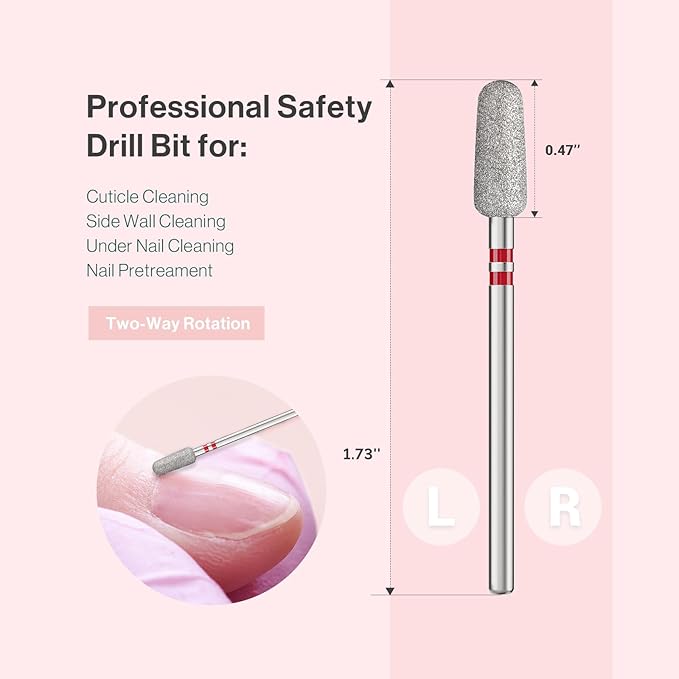 MelodySusie 5mm Round Tapered Cuticle Clean Nail Drill Bit 3/32'', Professional Safety Carbide Diamond Under Nail Cleaner for Cuticle Dead Skin Nail Prepare, Beginners Bits, Series Bit-S, Fine