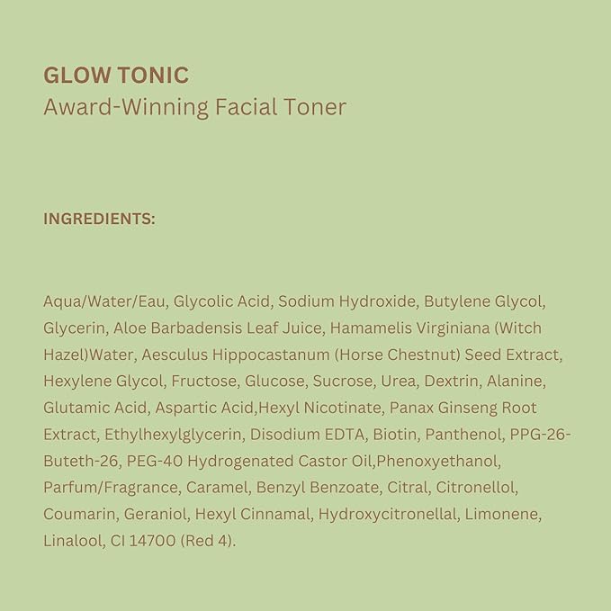 Pixi Glow Tonic Exfoliating Face Toner with 5% Glycolic Acid, Ginseng and Aloe Vera, Alcohol-Free Pore-Refining Toner for Radiant Skin, 8.5 fl oz / 250 ml