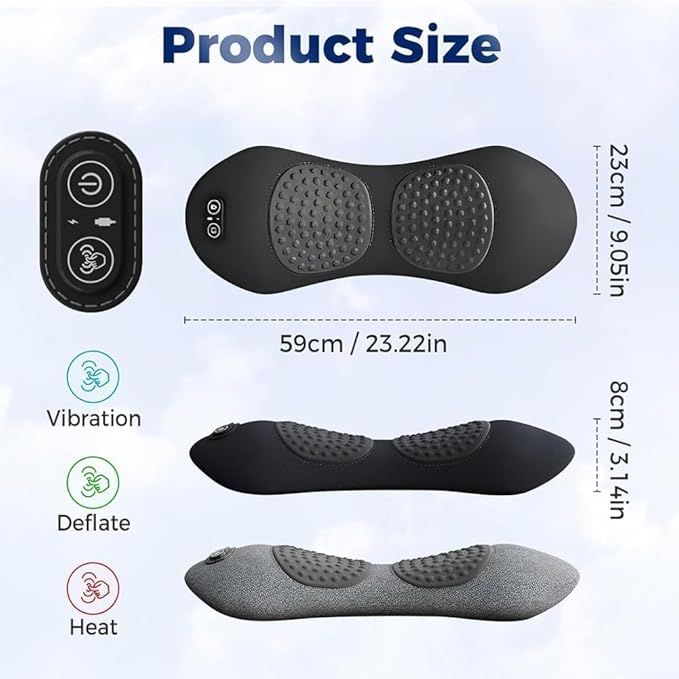 3 in 1 Electric Massage Lumbar Pillow, Equipped with Heating, Vibration, and Traction Functions Spine Triple Fusion Back Massager, Back Massager for Pain Relief deep Tissue
