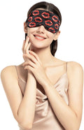 100% Mulberry Silk Sleep Mask Blackout, Cute Natural Sleeping Mask with Adjustable Elastic Strap, Satin Eye Cover for Men Women Adults (Kiss)
