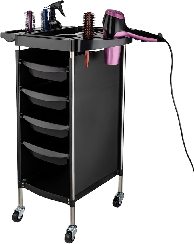 Noverlife Hair Salon Storage Tool Cart, 6-Layer Salon Cart with Wheels, Space Saving Barber Station Trolley, Rolling Carts for Hair Stylist Barber Storage Trolly for Hairdressing Beauty SPA Tattoo