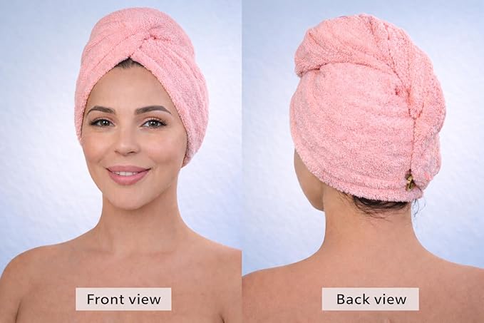 KELVO Microfiber Hair Towel Wrap for Women, 350 GSM Quick-Dry Hair Turban, Soft Anti-Frizz Towel for Curly, Long & Thick Hair, Lightweight Fast-Drying Head Wrap. (3 Gray (Solid, Stripes,Chess))