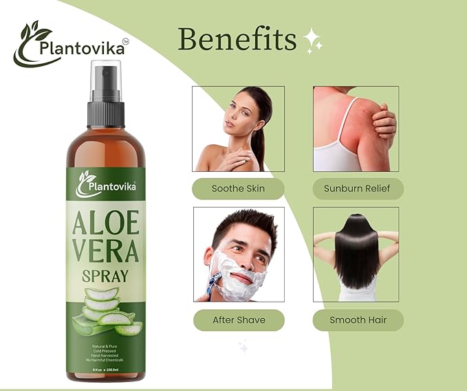 Aloe Vera Facial & Body Mist, 8 Fl Oz, Hydrating Face, Neck, hair and Skin Spray. Sunburn Relief & After Sun mist