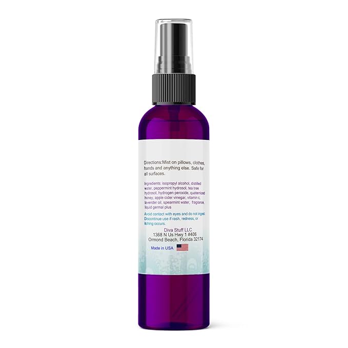 Diva Stuff Travelers Mist – Promotes Clear Skin & Protects from Acne-Causing Funk, Cleans Pillows, Hands, and Sheets – Aromatherapy Spray for Relaxation and Sleep, Made In USA (Vanilla King, 4 oz)