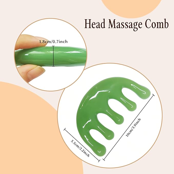 GSHOW Head Massager Scalp Resin Handheld Wide Tooth Gua Sha Comb Relax Massage Tool for Soothing Head Massage