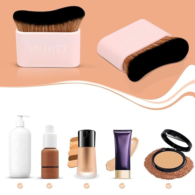 Self Tanner Brush for Face & Body - Kabuki Applicator for Self Tanning,Fake Tan,Sunscreen, Makeup - Bronzer & Blending Brush for Spray Tan & Body Foundation