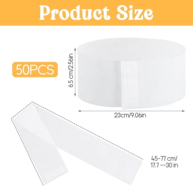 50-Pack Disposable Headbands,Facial Headbands Esthetician,Soft Non-Woven Disposable Headband for Spa,for Professional Salon or Home Skincare Use