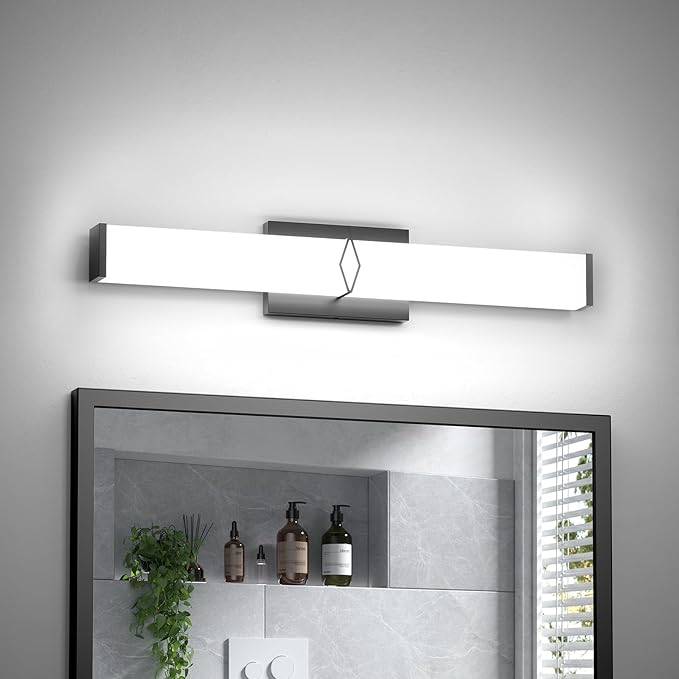 Modern Bathroom Light Fixtures, 24inch Dimmable LED Bathroom Vanity Lights Over Mirror, 25W 2700LM 5CCT Black Vanity Lighting Fixtures for Mirror,ETL Certified