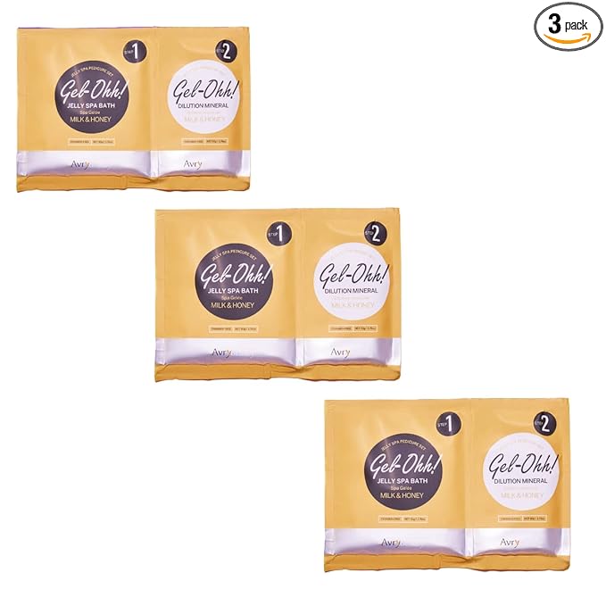 AVRYBEAUTY Gel-Ohh Jelly Spa Bath 3 pack, Milk And Honey Scented, Jelly Pedicure, Salon Services, Pedicure, Salon Pedi, Relaxtion, Heat & Aroma Therapy, Foot Care
