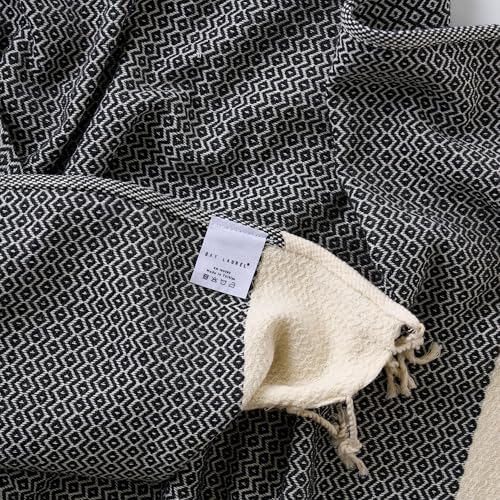 BAY LAUREL Turkish Hand Towel – Pack of 2 | Soft & Absorbent Decorative Towels for Bathroom, Hand, Face, Hair, Gym, Yoga, SPA, Kitchen & Tea | Boho Decor (Dark Gray, Diamond 16x40 Inches (Set of 2) - Image 2