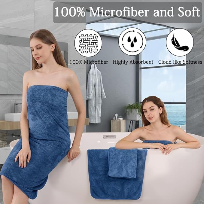 8-Piece Navy Bath Towels Set,2 Oversized Large Bath Towels Sheet,2 Hand Towels and 4 Washcloths - 600 GSM Soft Luxury Towel Set,Highly Absorbent Quick Dry Towel Collection for Bathroom,Hotel and Spa