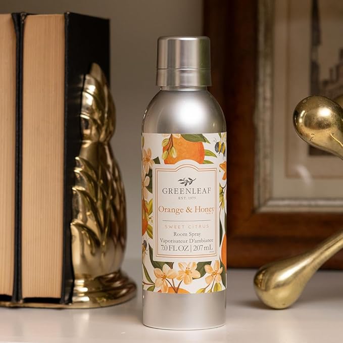 Greenleaf Gifts Orange & Honey Scented Room Air Freshener Spray | Non-Aerosol 7 oz Spray | Citrus Air Freshener for Home | Home Fragrance for Bedroom & Bathroom