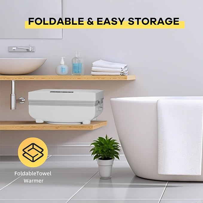 GarveeLife 35L Foldable Towel Warmer Bucket, Portable Hot Air Towel Dryer & Sterilizer with Silver Thermal Liner & Stand, Fast Drying for Bathroom, Travel, Home Use, Compact Storage Design