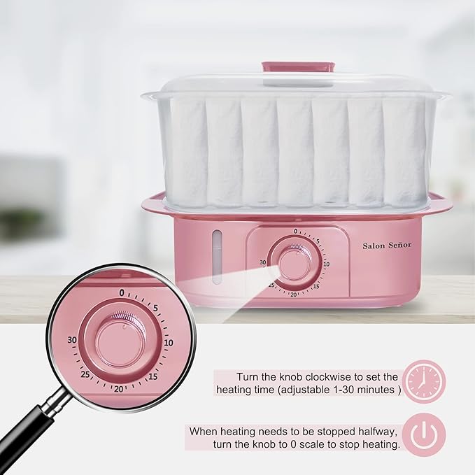 Salon Señor Pink Towel Steamer with Quickly Heating in 5 Mins Auto Off Timer Spa Towel Steamer for Personal Use at Home