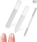 3 PCS Glass Nail Files for Natural Nails, Glass Nail Buffer and Shine Kit Professional Crystal Manicure Tools Double Sided Manicure Pedicure Tools Nails Kit for Shaping Buffing and Polishing Nailes