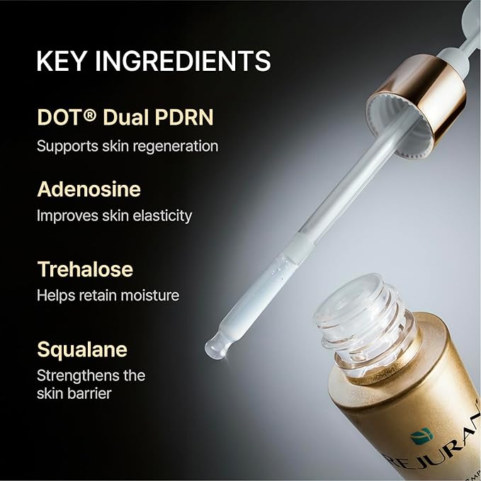 REJURAN® Dual Effect Ampoule, DOT DUAL c-PDRN® [Larger Size] - Salmon DNA Face Serum for Deep Rejuvenation, Wrinkle Care, Skin Elasticity with Visible Anti-Aging Results. Korean Skincare (1.69 fl oz)
