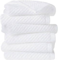 Madison Park 6-Piece Towel Washcloths Set for Bathroom 13" x 13" Diagonal Ribbed, White - 100% Cotton Soft Quick Dry & Absorbent Gift | Zero Twist, 500 GSM, Oeko-TEX, Hotel Quality
