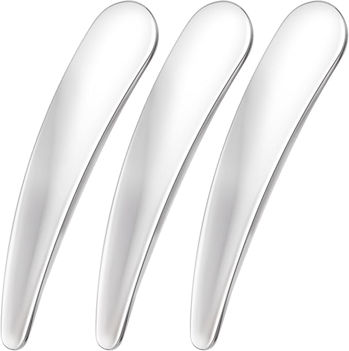 Pndeyo 3pcs Mini Stainless Steel Makeup Spatula, Reusable Cosmetic Cream Spatulas Spoon, Skincare Scoop Applicator Facial Massage Beauty Tools for Mixing and Sampling Face Eye Cream- Silver
