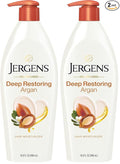Jergens Deep Restoring Argan Oil Moisturizer, Soothing Body and Hand-Lotion with Reviving Argan_Oil and Vitamin E, Oil-Infused, Dermatologist Tested, 16.8 oz (Pack of 2)