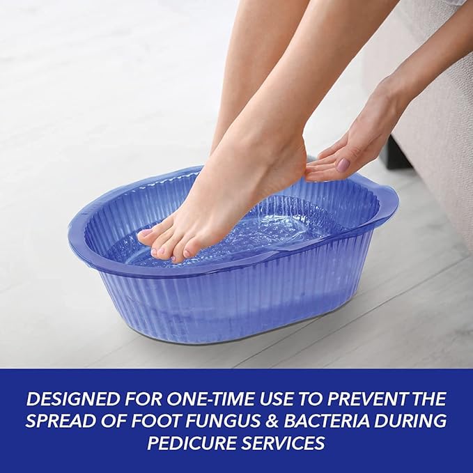 ForPro Professional Collection Universal Pedi Bath Liners, 50% THICKER, Fit Footsie Bath, Disposable Pedicure Tub Liners for Foot Spa Basins, Blue, 100-Count