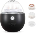 Pure Radiance, Vibrating Facial Cleansing Brush, Electric Face Scrubber, 3 Modes, 3 Brush Heads (2 Bristle,1 Silicone), Waterproof, Rechargeable, Smart Timer, Exfoliating, Massage (Black)