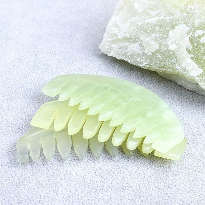 Scalp Massage Comb, Scalp Massager for Hair Growth, Head Scratcher for Itchy Scalp, Natural Gua Sha Jade Stone, Acupressure Meridian Brush