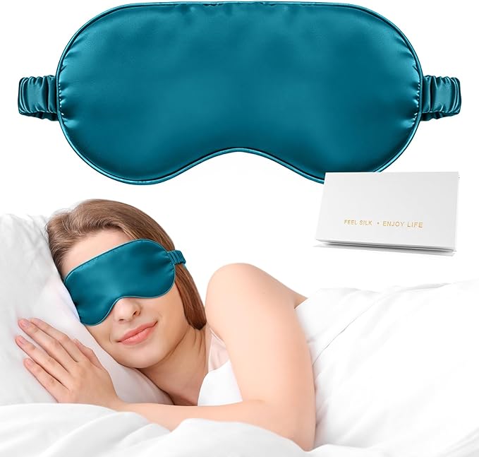 Silk Sleep Mask,Eye Mask for Sleep Women Men,Mulberry Sleeping Mask with Adjustable Strap,Blindfold Blackout Eye Mask for Travel and Full Night's Sleep,Nap