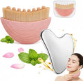 Lymphatic Contour Face Brush with Stainless Steel Gua Sha Tool - Lymphatic Face Brushes with GuaSha Tool | Gua Sha Facial Tools | Lymphatic Drainage Massager Face Brush for Sculpting