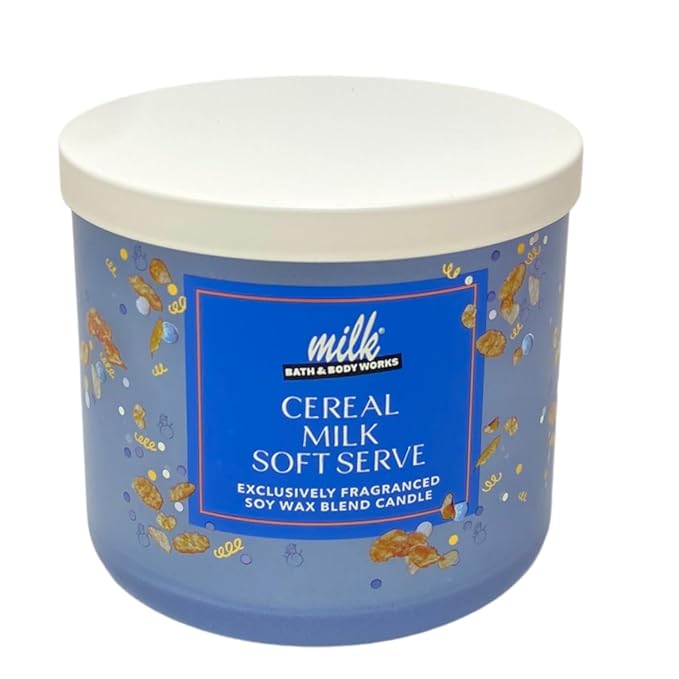 Bath & Body Works Cereal Milk Soft Serve 3-Wick Candle with a Aloe Vera Bar Soap