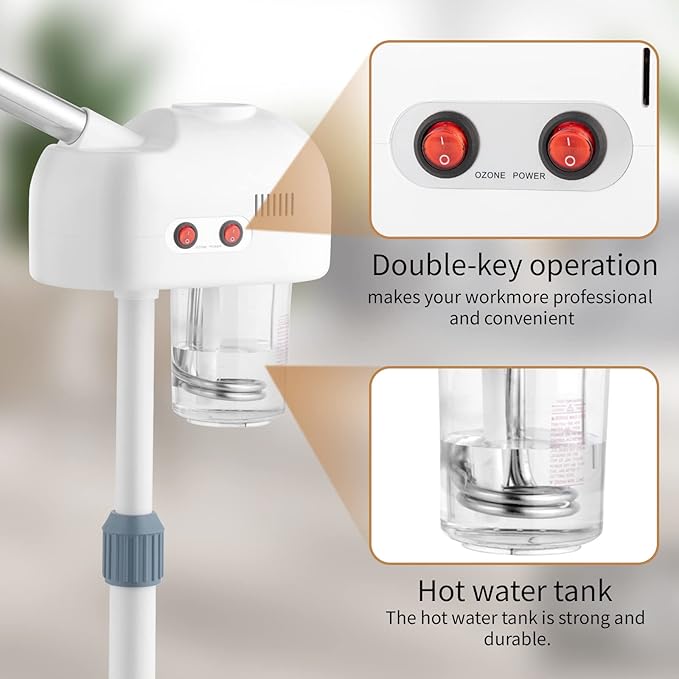 2 in 1 Facial Steamer with 3X Magnification Light, Deep Cleaning for Personal Skin Care, Beautician Steamer Professional Aromatherapy Humidifier Facial Spa Mist Steam