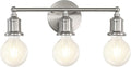 3-Light Vanity Light Fixture, Modern Brushed Nickel Wall Sconce Light Fixture, Farmhouse Silver Bathroom Wall Lighting for Over Mirror, E26 Base Wall Lamp for Bedroom (Bulb Not Included)