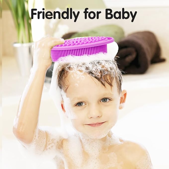 3 Pack Silicone Body Scrubber, Silicone Loofah Exfoliating Body Scrubber, Soft Silicones Body Brush Bath Shower Scrubber for Body, 2 in 1 Bath and Shampoo Wash Brush for Skin Exfoliation Men Women