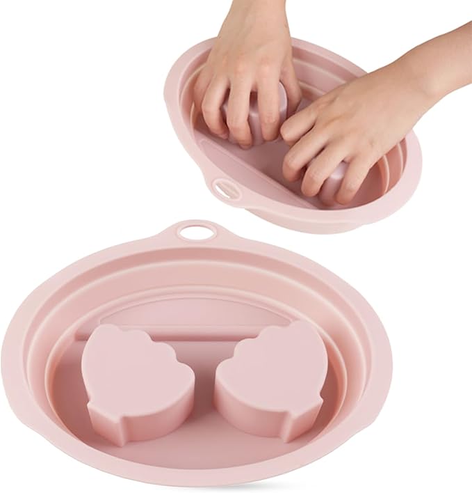 Silicone Hand Soaking Bowl for Nail Art & Manicures – Foldable, Dual Hand Spa Basin – Cuticle Softener, Dead Skin Removal & Hand Care – Portable & Easy Storage